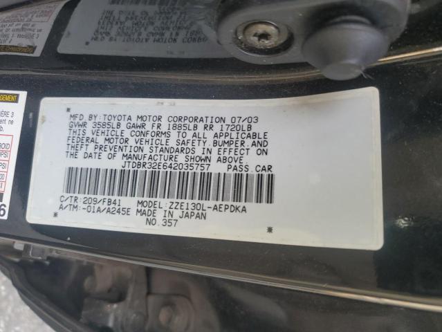 JTDBR32E642035757 - 2004 TOYOTA COROLLA CE 黑色 照片 12