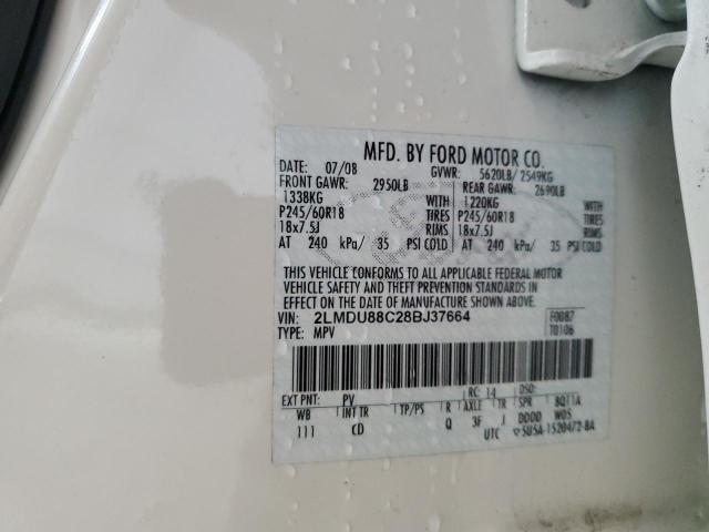 2LMDU88C28BJ37664 - 2008 LINCOLN MKX WHITE photo 14