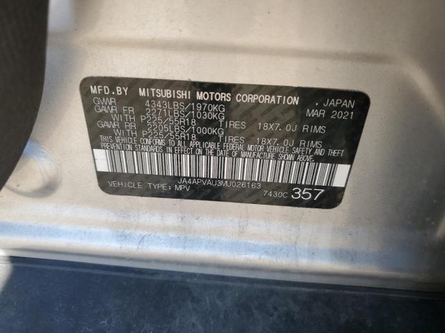 JA4APVAU3MU026163 - 2021 MITSUBISHI OUTLANDER SE SILVER photo 12