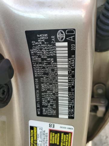 2T1BU4EE3AC439838 - 2010 TOYOTA COROLLA BASE Қоңыр фото 12