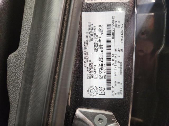 1FMCU9J94KUB13699 - 2019 FORD ESCAPE TITANIUM Gris photo 13