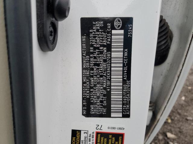 4T1BF3EK9AU537085 - 2010 TOYOTA CAMRY BASE WHITE photo 12