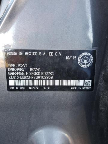 3HGGK5H77GM102959 - 2016 HONDA FIT EX 灰色 照片 12