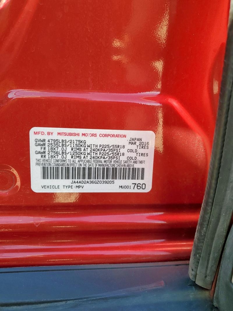 JA4AD2A36GZ039205 - 2016 MITSUBISHI OUTLANDER ES Կարմիր լուսանկար 13