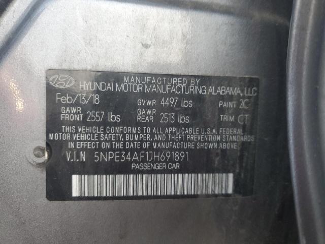 5NPE34AF1JH691891 - 2018 HYUNDAI SONATA SPORT Сірий фото 12