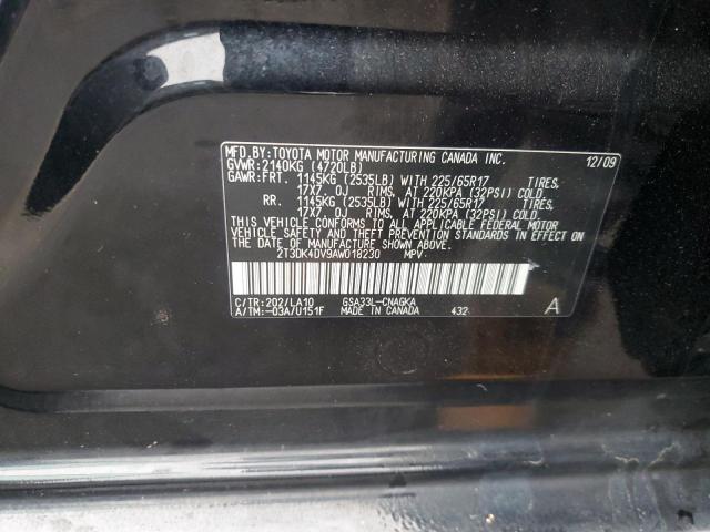 2T3DK4DV9AW018230 - 2010 TOYOTA RAV4 LIMITED შავი ფოტო 12