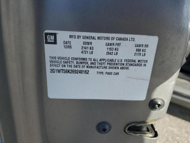 2G1WT58K269240162 - 2006 CHEVROLET IMPALA LT ნაცრისფერი ფოტო 12