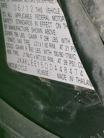 JKAKLEE15DDA48474 - 2013 KAWASAKI KL650 E 绿色 照片 9