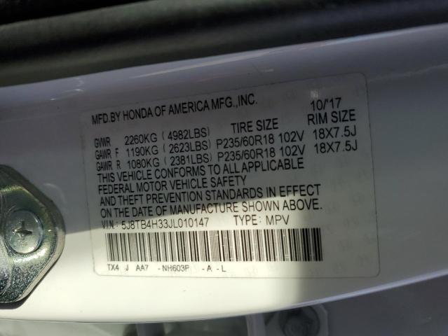 5J8TB4H33JL010147 - 2018 ACURA RDX თეთრი ფოტო 13