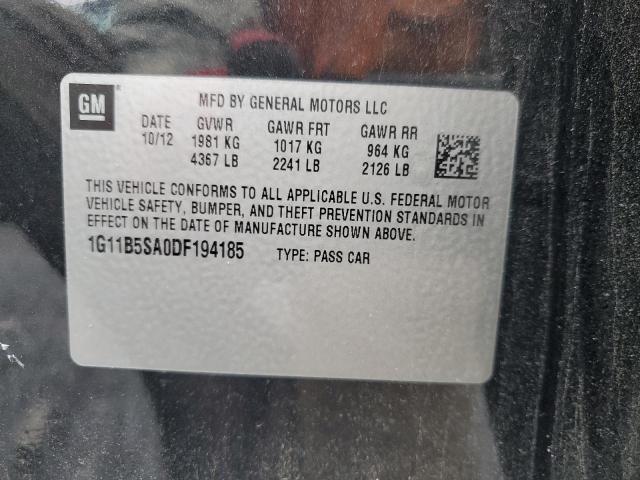 1G11B5SA0DF194185 - 2013 CHEVROLET MALIBU LS BLACK photo 12