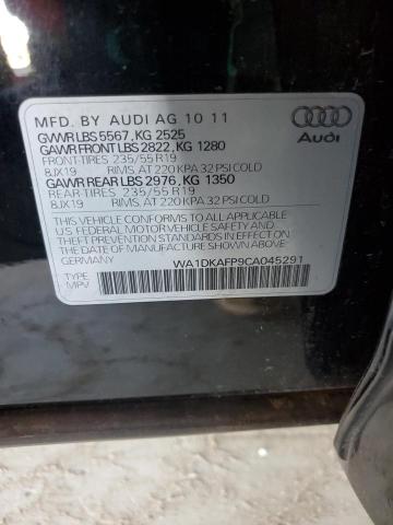WA1DKAFP9CA045291 - 2012 AUDI Q5 PREMIUM PLUS BLACK photo 13