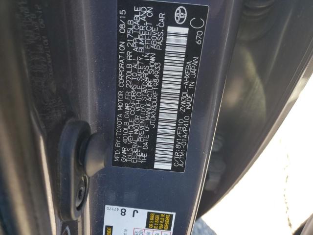 JTDKN3DUXF1984933 - 2015 TOYOTA PRIUS Grau Foto 12