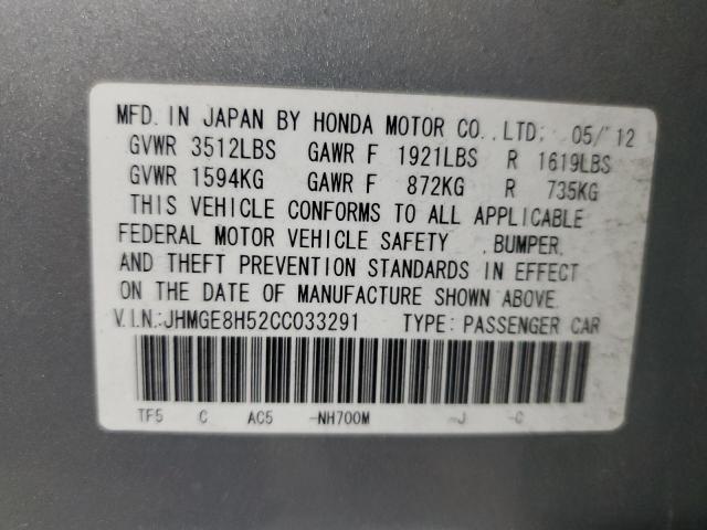 JHMGE8H52CC033291 - 2012 HONDA FIT SPORT 银色 照片 13