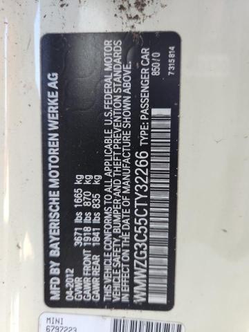 WMWZG3C55CTY32266 - 2012 MINI COOPER S CLUBMAN WHITE photo 12