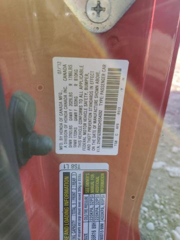 2HGFG3B8XCH554092 - 2012 HONDA CIVIC EX RED photo 12