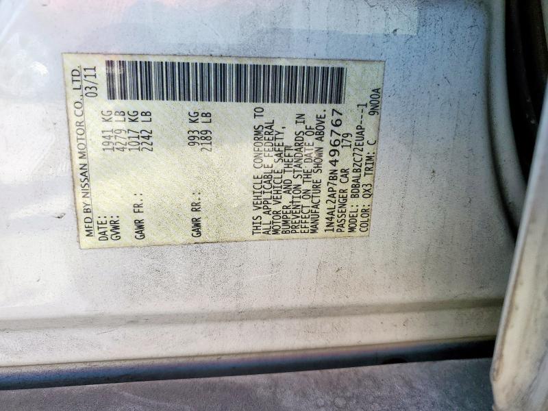 1N4AL2AP7BN496767 - 2011 NISSAN ALTIMA BASE WHITE photo 12