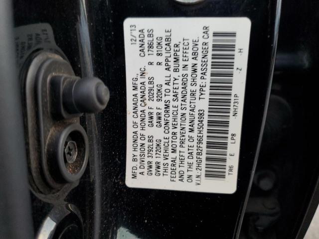 2HGFB2F96EH504983 - 2014 HONDA CIVIC EXL BLACK photo 12