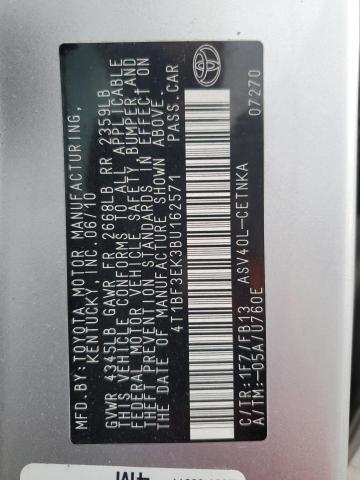 4T1BF3EK3BU162571 - 2011 TOYOTA CAMRY BASE فضي صورة 12