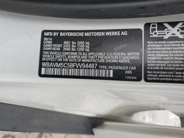WBAVM5C58FVV94487 - 2015 BMW X1 XDRIVE35I WHITE photo 13