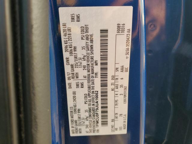 1FMCU0F79JUA16662 - 2018 FORD ESCAPE S BLUE photo 13