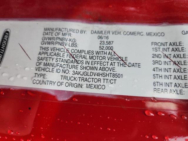 3AKJGLDV4HSHT8501 - 2017 FREIGHTLINER CASCADIA 1 Qırmızı foto 10