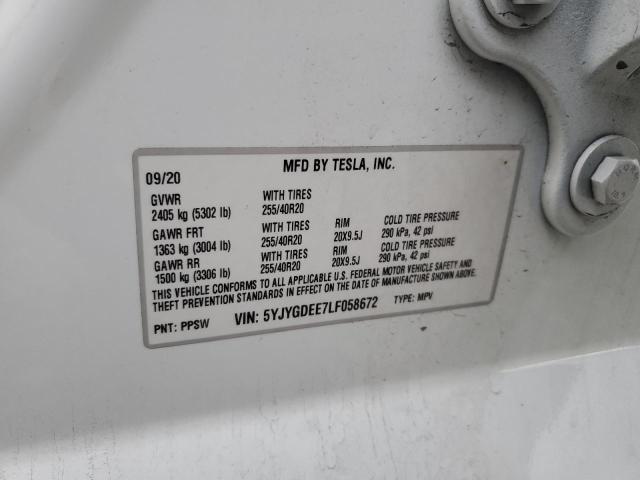 5YJYGDEE7LF058672 - 2020 TESLA MODEL Y Ağ foto 12