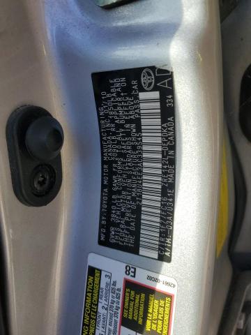 2T1BU4EE3AC339545 - 2010 TOYOTA COROLLA BASE SILVER photo 12