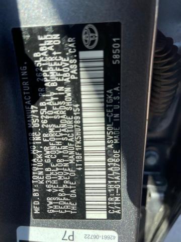 4T1BF1FK5HU789154 - 2017 TOYOTA CAMRY LE 灰色 照片 10