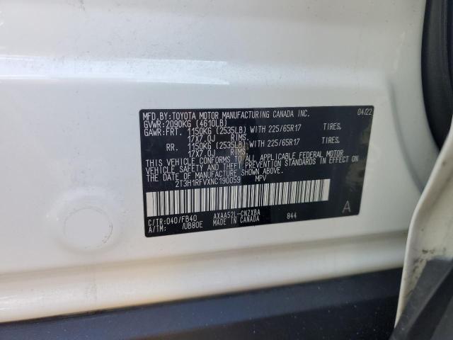 2T3H1RFVXNC190059 - 2022 TOYOTA RAV4 LE WHITE photo 13