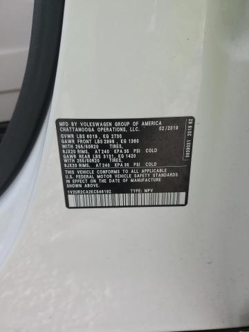 1V2UR2CA2KC546192 - 2019 VOLKSWAGEN ATLAS SE Սպիտակ լուսանկար 14