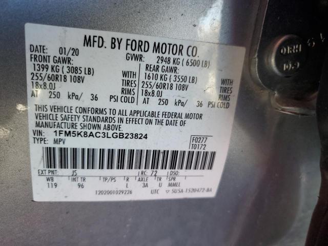 1FM5K8AC3LGB23824 - 2020 FORD EXPLORER POLICE INTERCEPTOR Argent photo 13