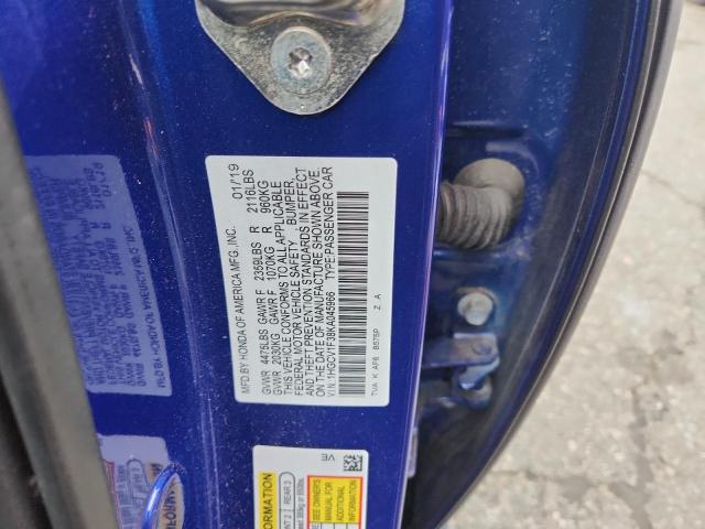 1HGCV1F38KA045966 - 2019 HONDA ACCORD SPORT ლურჯი ფოტო 12