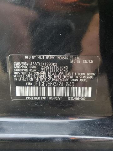 JF1GE766X9G503940 - 2009 SUBARU IMPREZA WRX BLACK photo 12