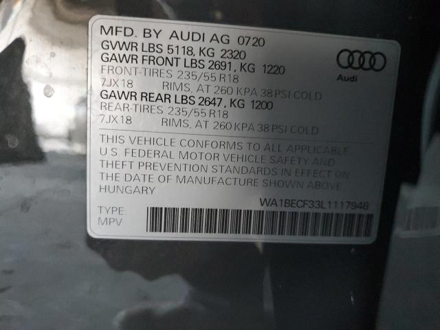 WA1BECF33L1117948 - 2020 AUDI Q3 PREMIUM PLUS GRAY photo 14