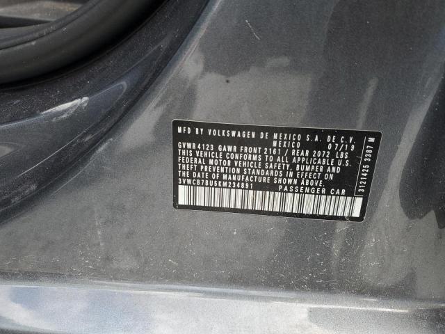 3VWCB7BU5KM234891 - 2019 VOLKSWAGEN JETTA S GRAY photo 12