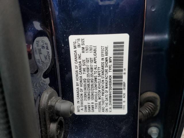 2HKRM4H73GH696404 - 2016 HONDA CR-V EXL BLUE photo 12