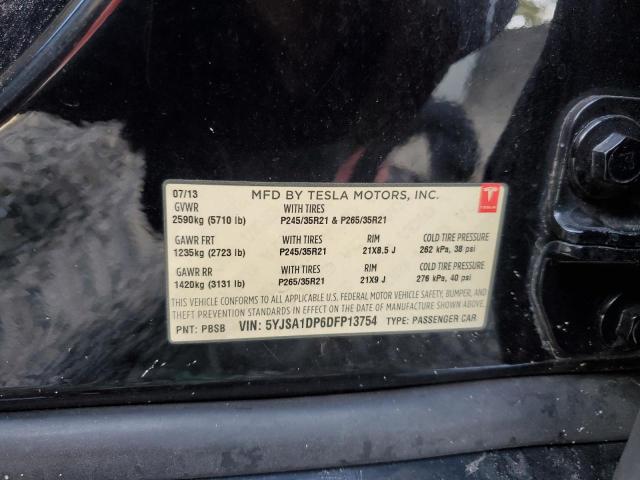 5YJSA1DP6DFP13754 - 2013 TESLA MODEL S Czarny zdjęcie 12