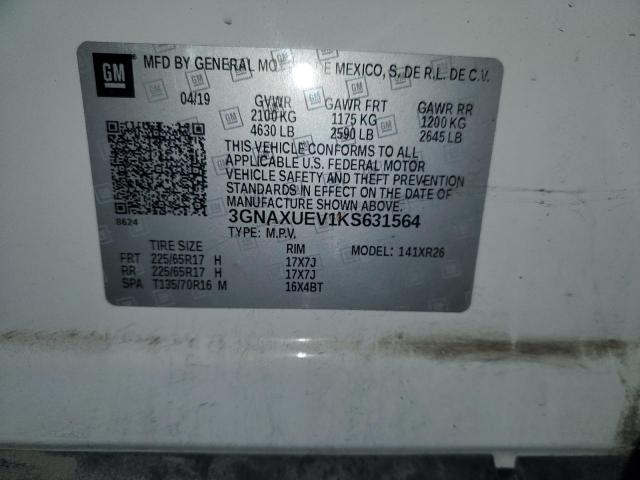 3GNAXUEV1KS631564 - 2019 CHEVROLET EQUINOX LT 白色 照片 14