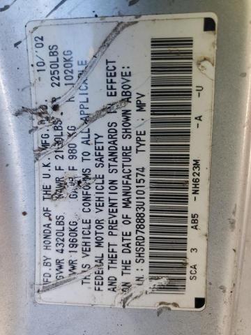 SHSRD78883U101574 - 2003 HONDA CR-V EX SILVER photo 13