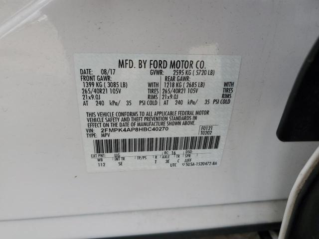 2FMPK4AP8HBC40270 - 2017 FORD EDGE SPORT Ağ foto 14