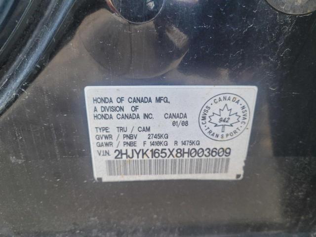 2HJYK165X8H003609 - 2008 HONDA RIDGELINE RTL შავი ფოტო 10
