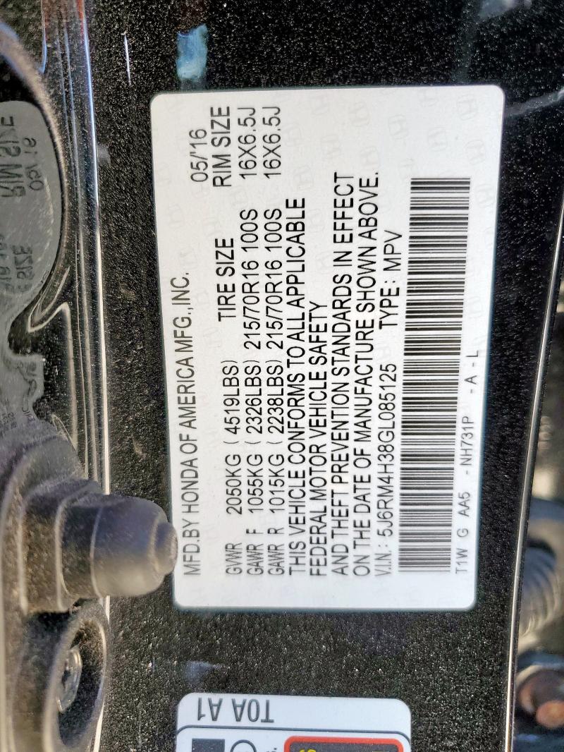 5J6RM4H38GL085125 - 2016 HONDA CR-V LX 黑色 照片 13