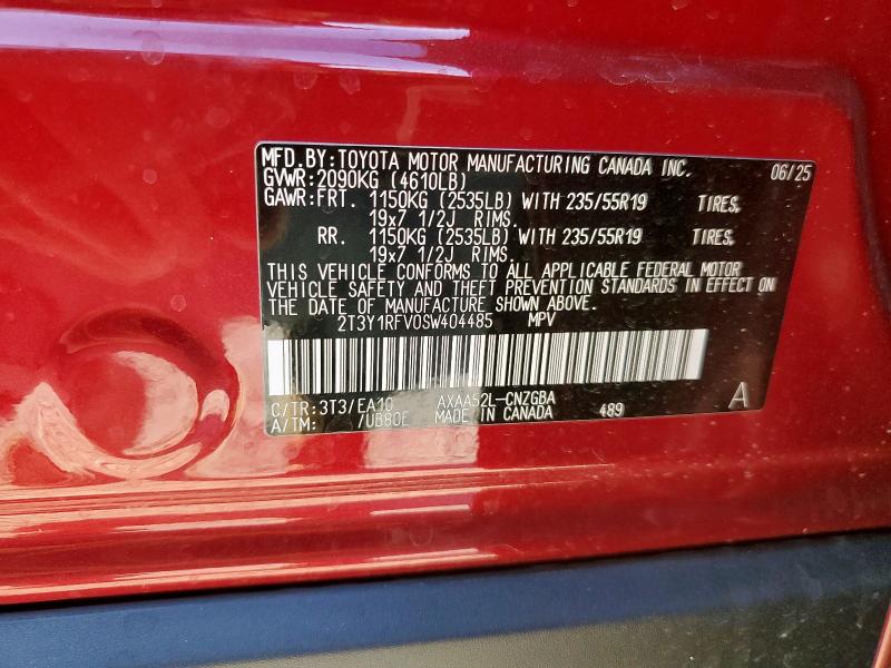 2T3Y1RFV0SW404485 - 2025 TOYOTA RAV4 LIMITED RED photo 13