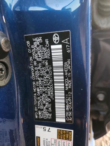 JTDKB20U787743761 - 2008 TOYOTA PRIUS BLUE photo 12