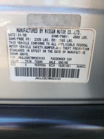 JNKAJ09E78M303103 - 2008 INFINITI EX35 BASE Plata foto 13
