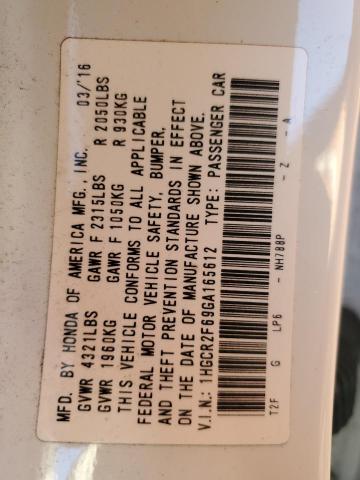 1HGCR2F69GA165612 - 2016 HONDA ACCORD SPORT 白色 照片 12