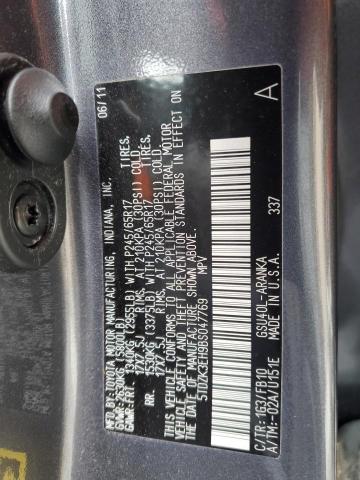 5TDZK3EH9BS047769 - 2011 TOYOTA HIGHLANDER BASE Gris foto 13