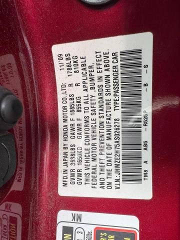 JHMZE2H75AS026278 - 2010 HONDA INSIGHT EX BURGUNDY photo 10