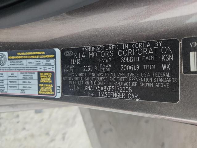 KNAFX5A8XE5172308 - 2014 KIA FORTE EX CHARCOAL photo 12