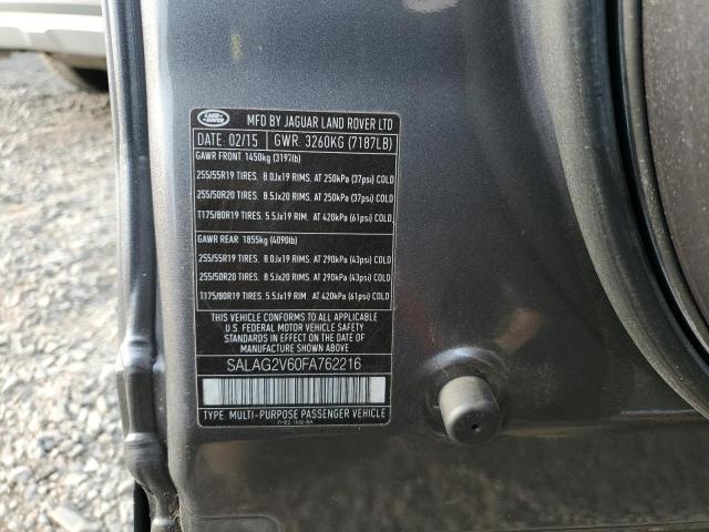 SALAG2V60FA762216 - 2015 LAND ROVER LR4 HSE GRAY photo 13